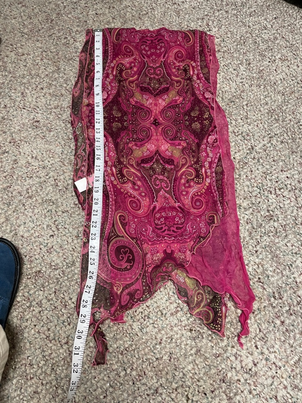 Rodier Paris 100% silk Pink Paisley Sheer double layer Scarf - - Picture 4 of 4
